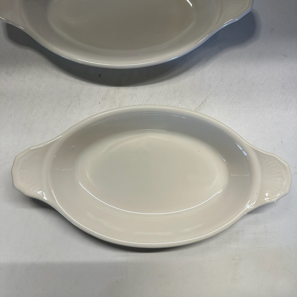 Vintage Set of 4 Bel-Terr USA 9528 White Stoneware Oval Au Gratin Baking Dishes - Picture 2 of 7